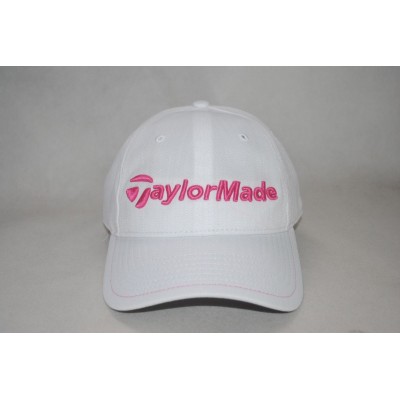 New Taylormade 's 3D Embroidery Golf Hat White/Pink Adjustable Cap OSFM  eb-28425673